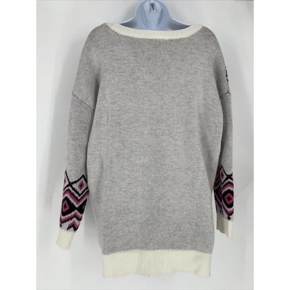 Torrid 1 dropped sleeve nordic print knitted soft Sweater sz 1X Tunic Pink Black - Picture 2 of 7